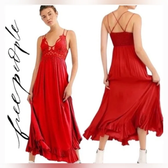 Free People Burgundy Lace Maxi Dress - Picture 3 of 9